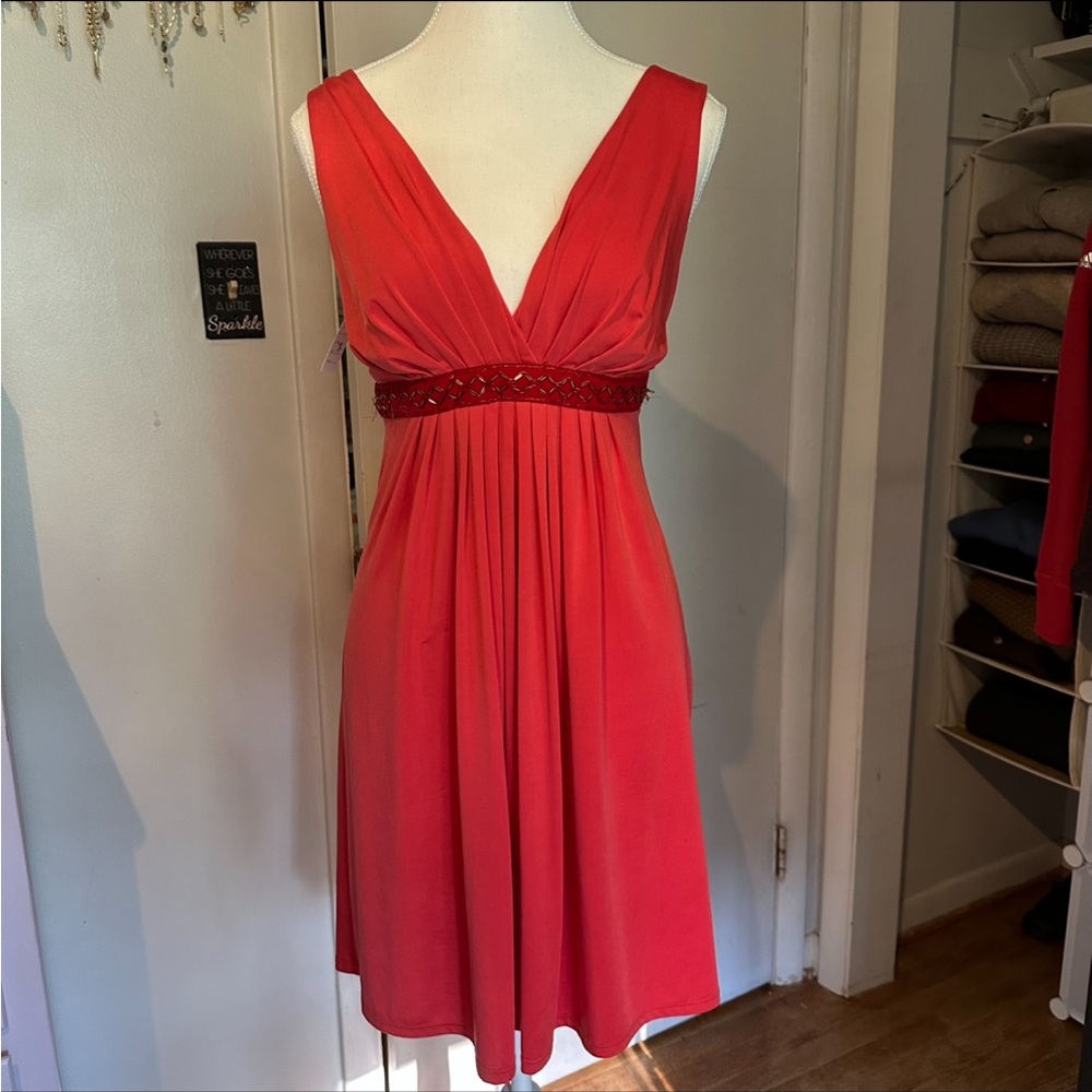 Y2K plunge neck midi dress with beaded belt